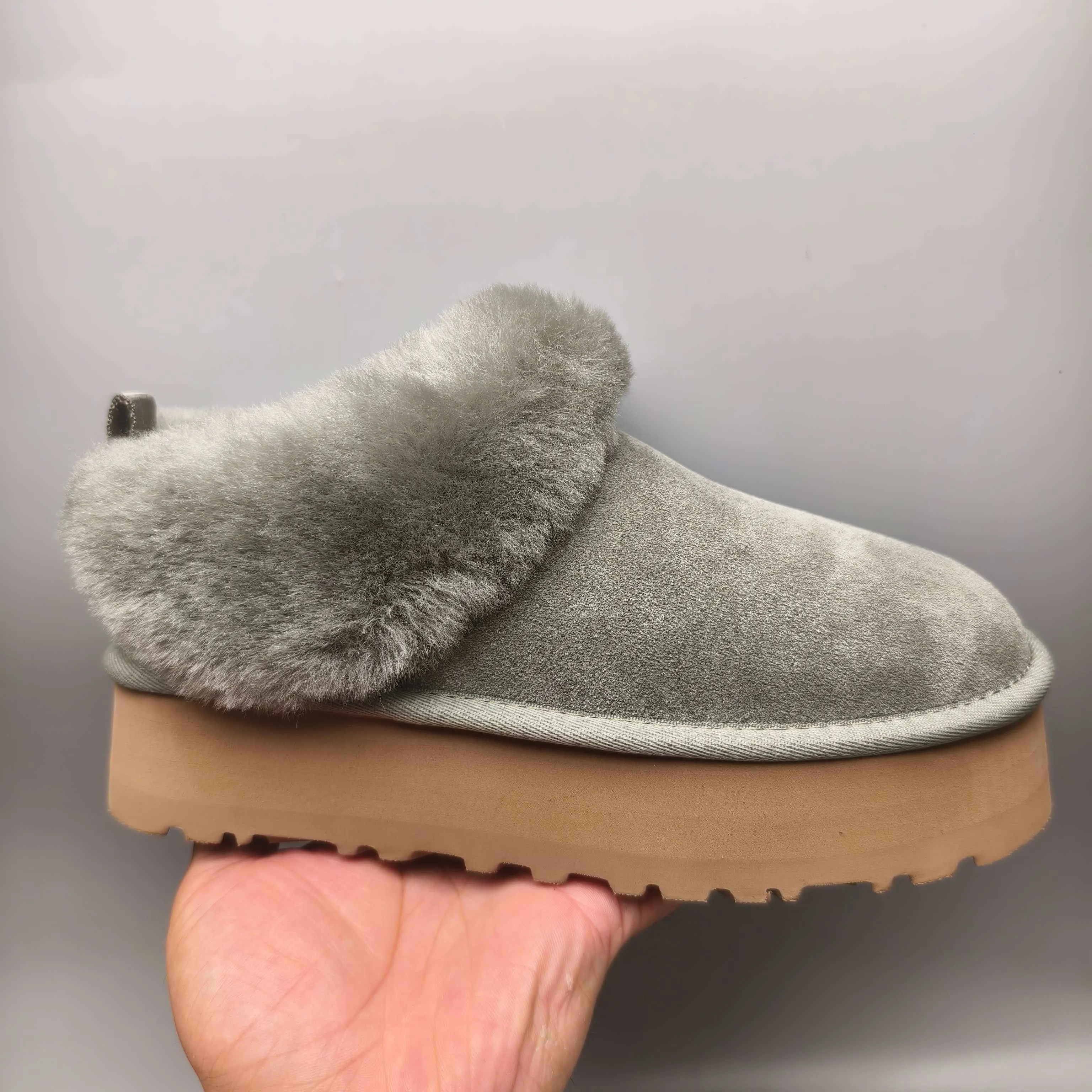 💰480 UGG sheepskin all-in-one snow boots 1393 Thick-soled suede style slip-on slip-ons Color: maroon green sand pink Matching size: 35-40